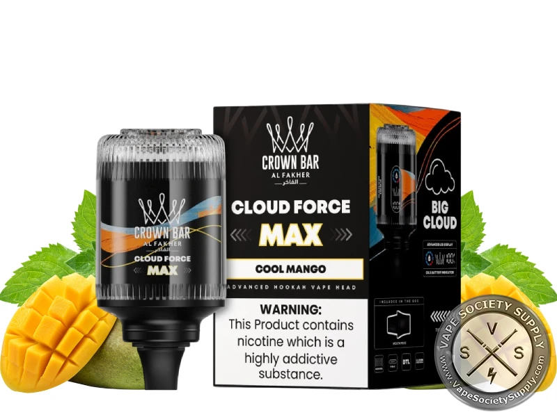 Al Fakher Crown Bar Cloud Force Max 50K Puffs Disposable E-Hookah Vape Head Cool; Mango
