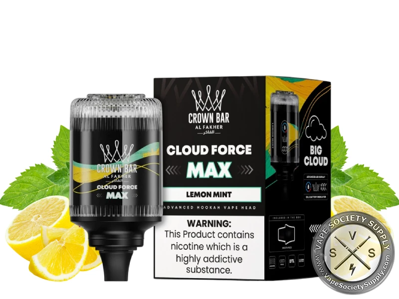 Al Fakher Crown Bar Cloud Force Max 50K Puffs Disposable E-Hookah Vape Head Lemon Mint