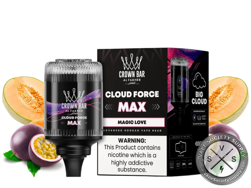 Al Fakher Crown Bar Cloud Force Max 50K Puffs Disposable E-Hookah Vape Head Magic Love