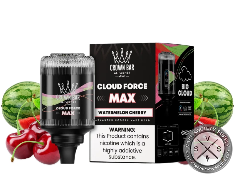Al Fakher Crown Bar Cloud Force Max 50K Puffs Disposable E-Hookah Vape Head Watermelon Cherry