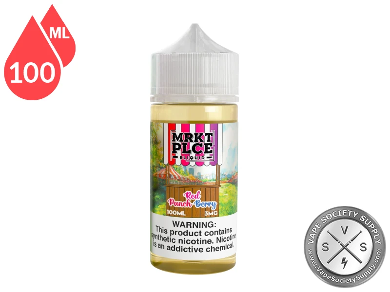 100ml bottle of Red Punchberry THE STND by MRKT PLCE freebase vape juice.