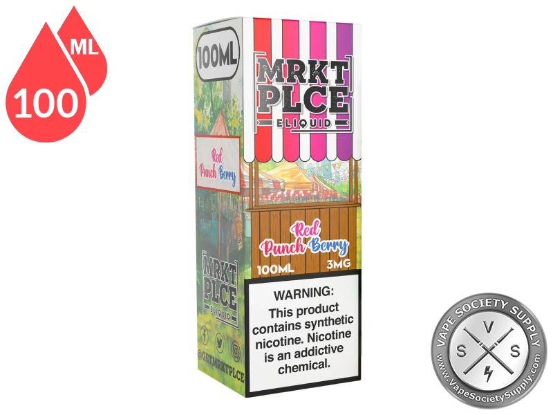 Red Punchberry THE STND by MRKT PLCE 100ml vape juice retail box.