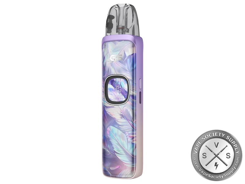 Aurora Feathers refillable pod vape with colorful feather-style finish