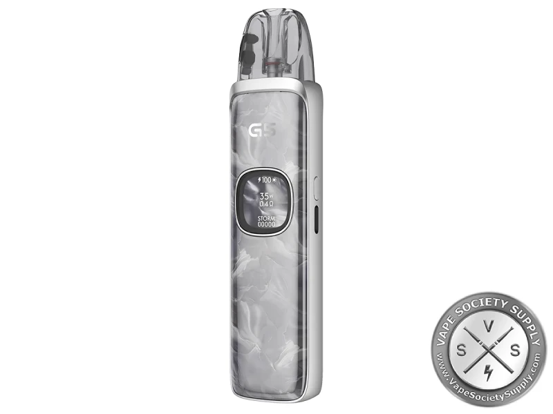 Silver Marble compact pod system with elegant marble-style design