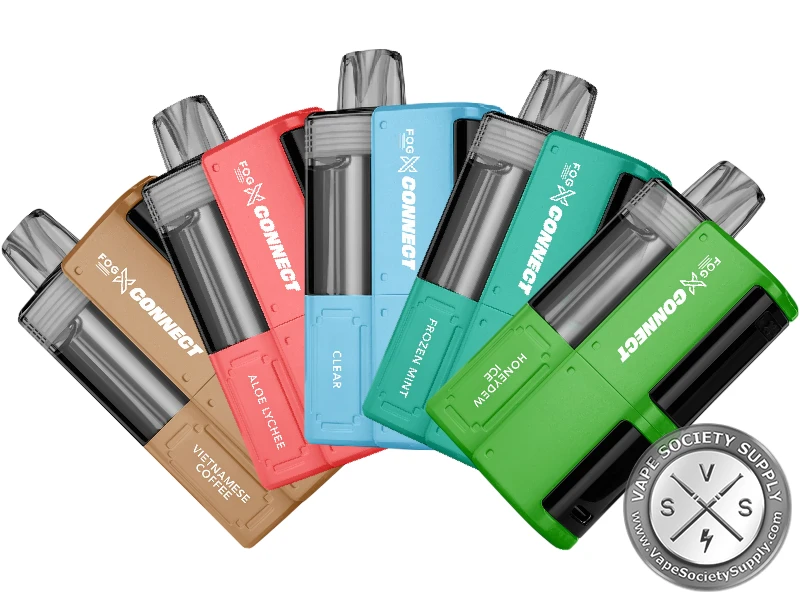 FOG X Connect 30K Disposable Vape Kit with rechargeable magnetic battery and replacement pod system.