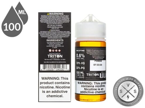 Royalty Two Vapetasia 100ml bottle next to the box back with ingredients