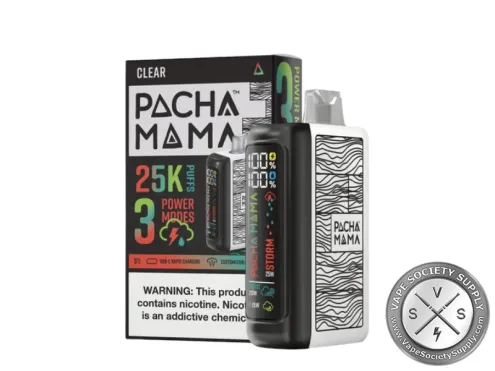 Pachamama 25K disposable in Clear with its box