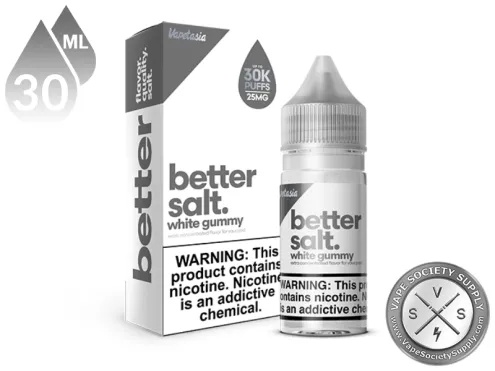 White Gummy Better Salt 30ml bottle in front of its box