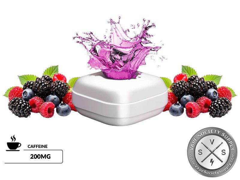 Ruthless Caffeine Gum: Berry caffeine gum with mixed berries and a caffeine icon