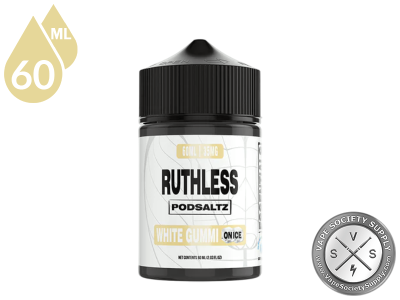 White Gummi On Ice Ruthless Essentials Pod Salt 60ml bottle