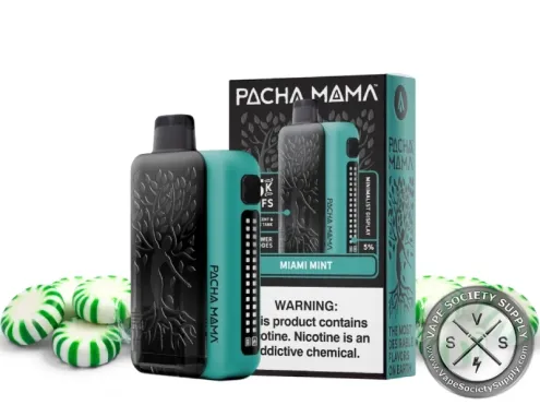 PACHA MAMA 75K disposable in Miami Mint with its box, mint candies