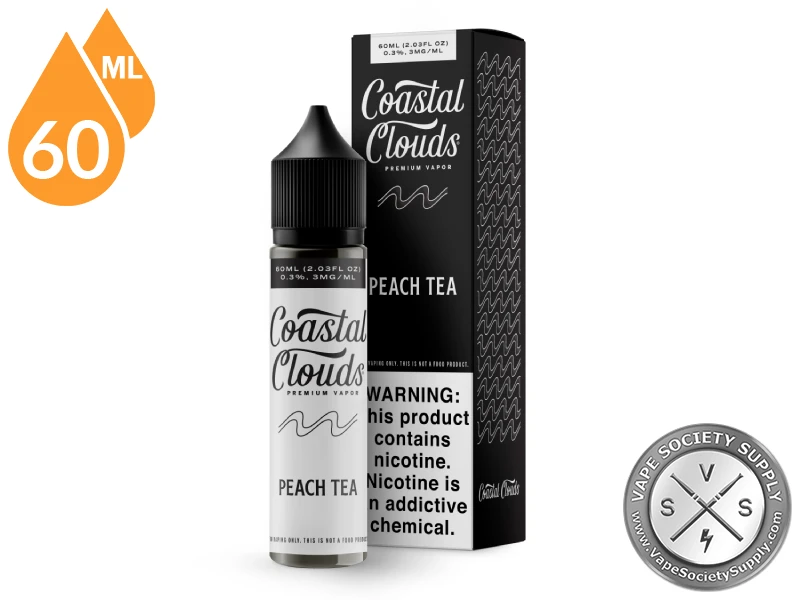 Peach Tea Coastal Clouds 60ml bottle and box