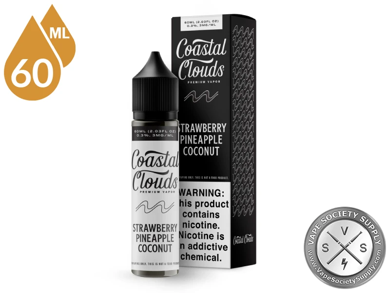 Strawberry Pineapple Coconut Coastal Clouds 60ml bottle and box