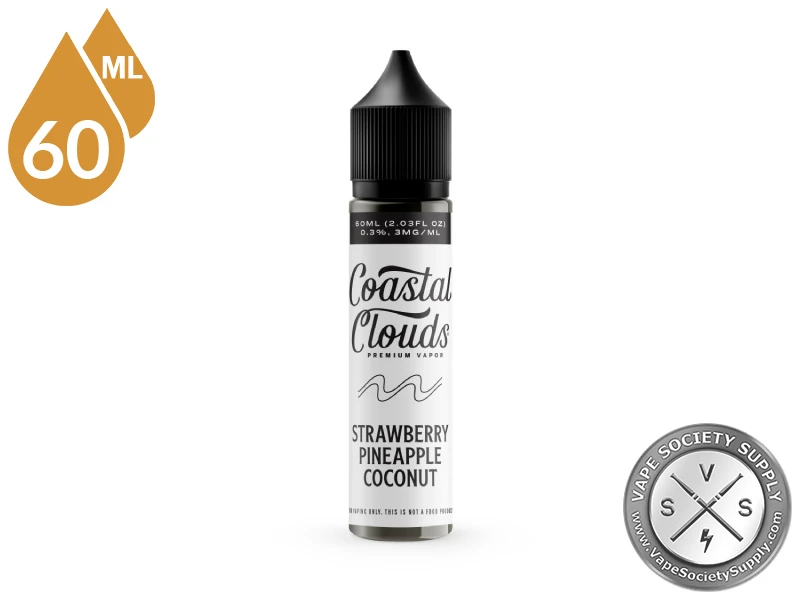 Strawberry Pineapple Coconut Coastal Clouds 60ml bottle, front label