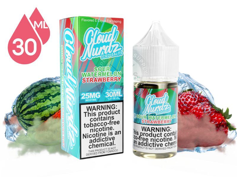 Sour Watermelon Strawberry Iced CLOUD NURDZ SALTS TFN