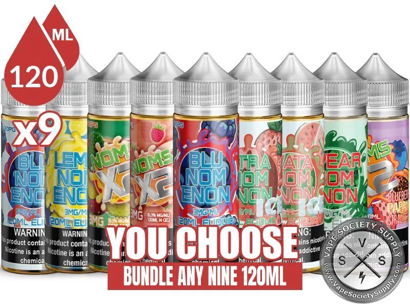 nom nom vape juice Nomenon / Noms X2 Bundle 9x120ml (1080ml) Are Disposable Vapes Legal HQD Cuvie Slick Black Ice Color:titanium silver