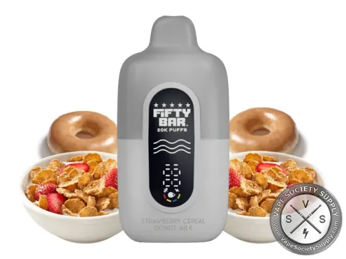 Fifty Bar Disposable Vape _ 20K Puffs Strawberry Cereal donut milk