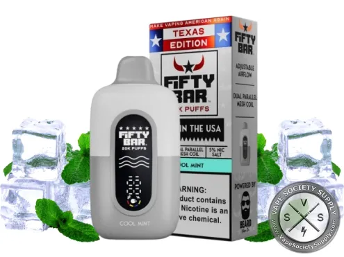 Fifty Bar Disposable Vape _ 20K Puffs Texas Edition Cool Mint
