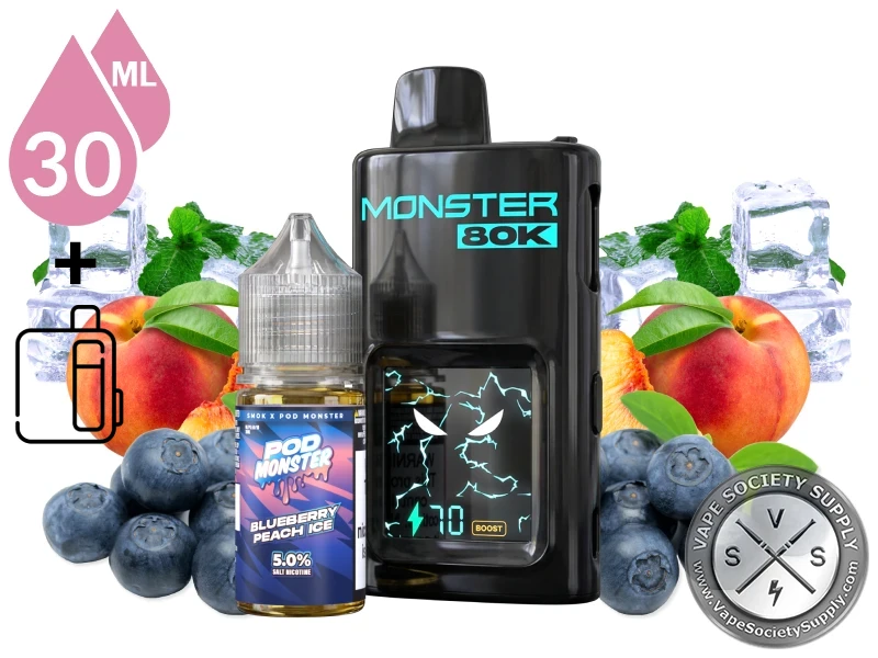 Pod Monster x SMOK 80K Refillable Disposable Blueberry PEach Ice