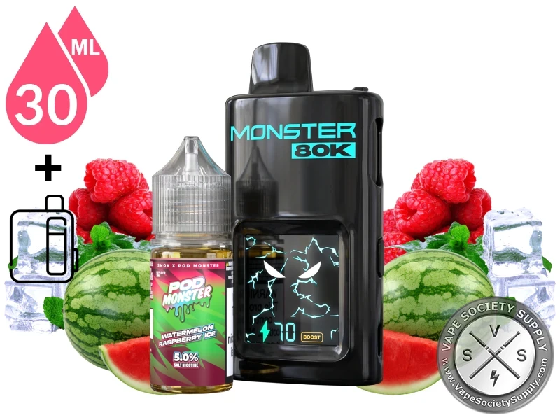 Pod Monster x SMOK 80K Refillable Disposable Watermelon Raspberry Ice