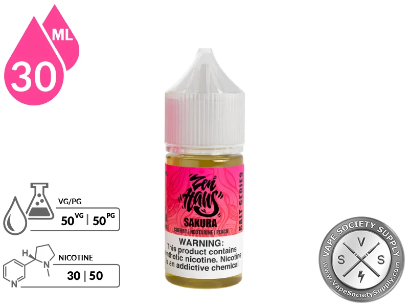 Sakura Zen Haus Salt 30ml bottle with 50VG 50PG nicotine salt formula.