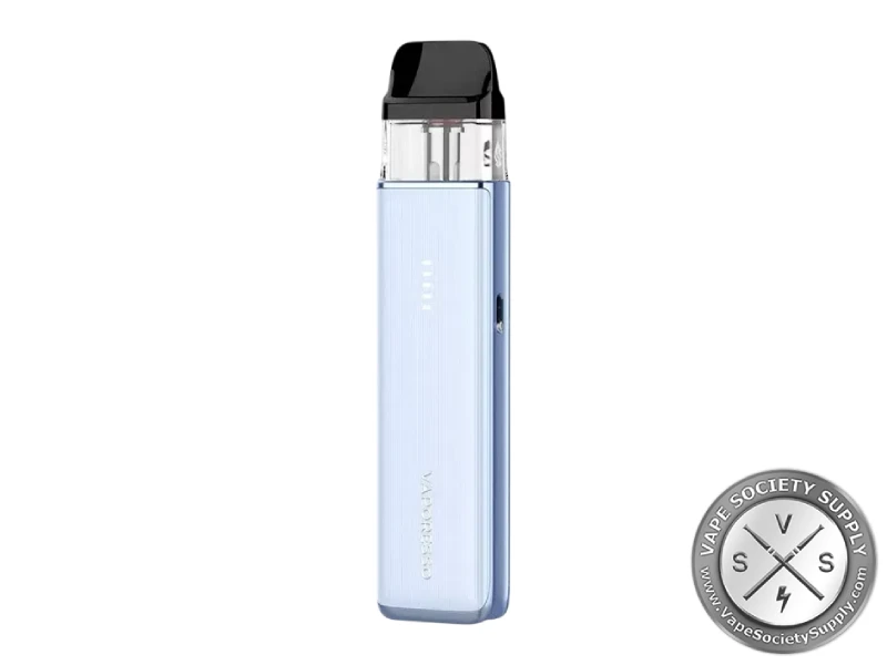Vaporesso XROS 6 MINI Pod System in Jelly Blue with 1600mAh battery and XROS pod compatibility.