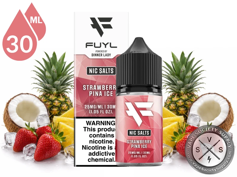 Strawberry Pina Ice FUYL By Dinner Lady Salt 30ml tropical fruit nicotine salt e-liquid