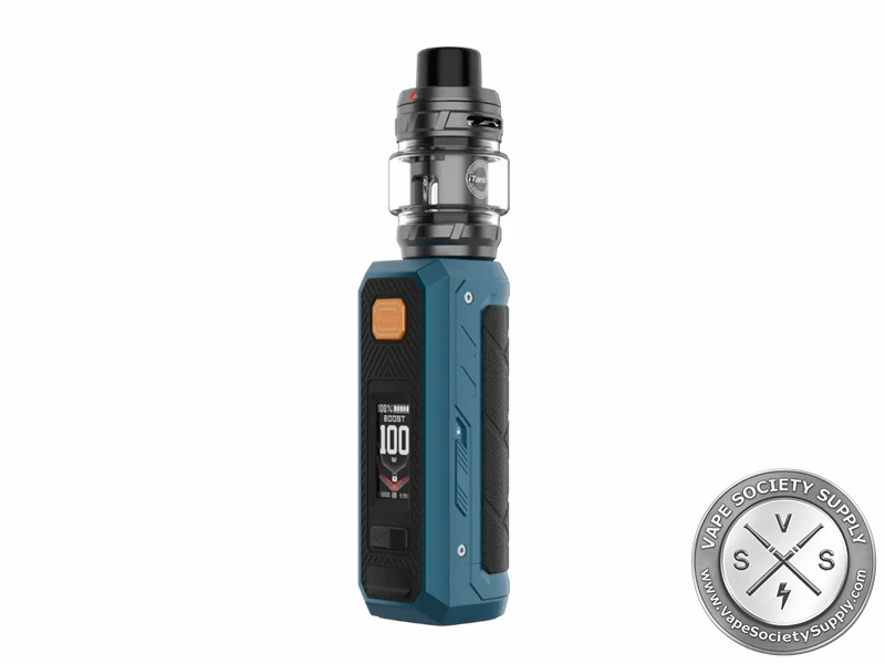 Vaporesso ARMOUR ULTRA Kit in Storm Blue with 5500mAh battery and GTi Dual Mesh coils.