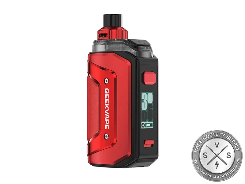 GeekVape Aegis Hero 5 Kit in Blaze Red with 2000mAh battery and digital display.