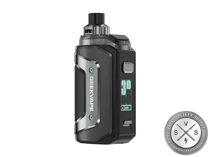GeekVape Aegis Hero 5 Kit in Iron Black with 2000mAh battery and 6.5mL top-fill cartridge.