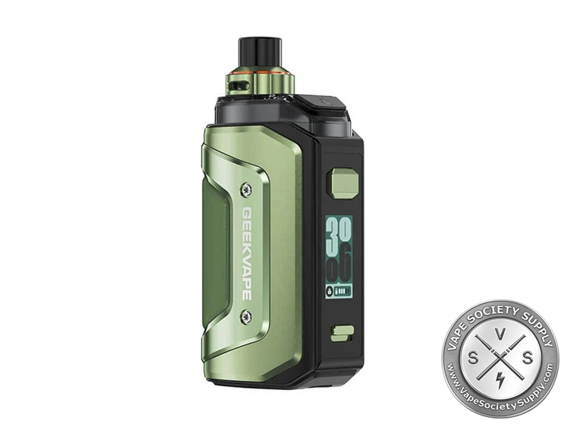 GeekVape Aegis Hero 5 Kit in Racing Green with 2000mAh battery and 6.5mL pod.