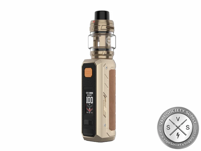 Vaporesso ARMOUR ULTRA Kit in Dune Gold with brown grip and 6mL iTank T.