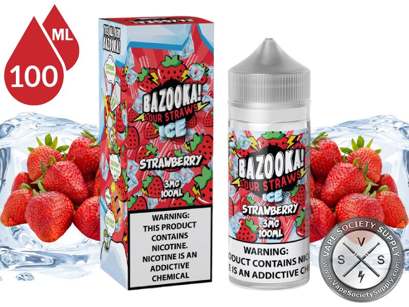 Ice Strawberry BAZOOKA SOUR STRAWS TFN