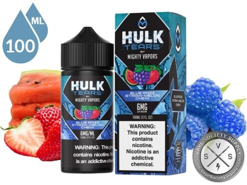 Blue Razz Straw-Melon Chew HULK TEARS by MIGHTY VAPORS