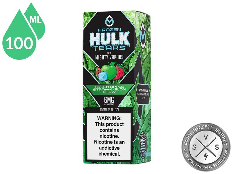 Frozen Green Apple Straw-Melon Chew HULK TEARS by MIGHTY VAPORS box