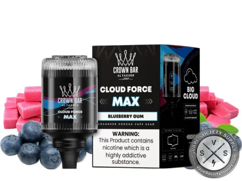 Al Fakher Crown Bar Cloud Force Max 50K Puffs Disposable E-Hookah Vape Head Blueberry Gum