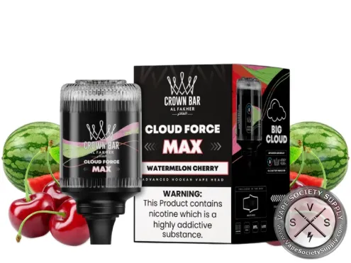 Al Fakher Crown Bar Cloud Force Max 50K Puffs Disposable E-Hookah Vape Head Watermelon Cherry