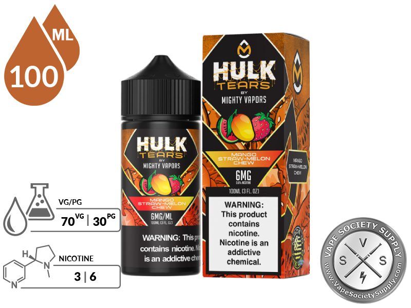 Frozen Mango Straw-Melon Chew HULK TEARS by MIGHTY VAPORS 100ml