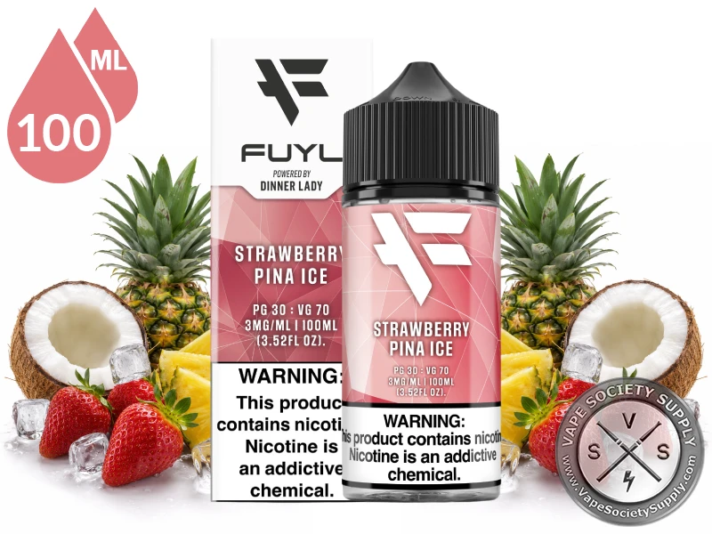Strawberry Pina Ice FUYL By Dinner Lady 100ml tropical fruit ice vape juice