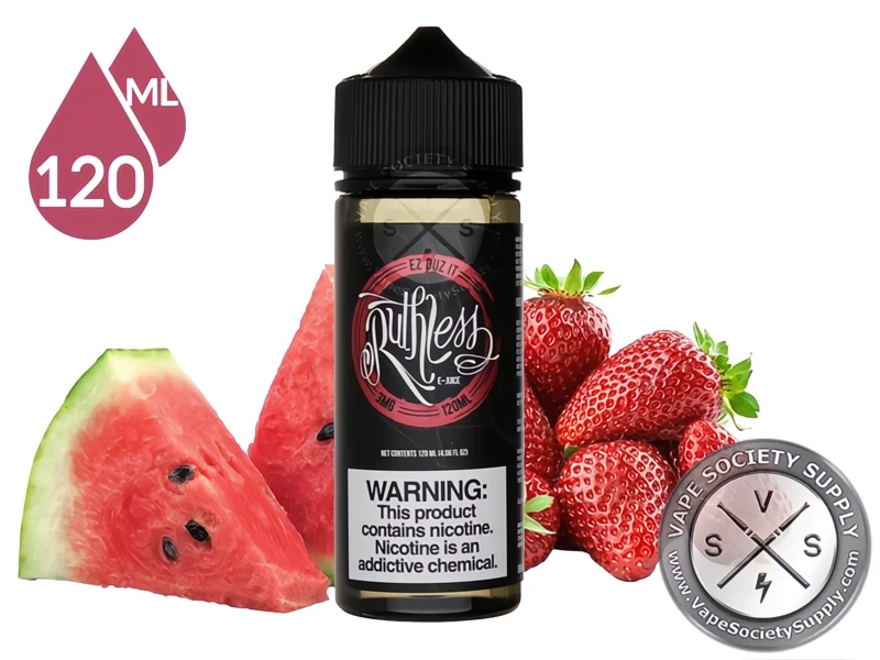EZ Duz It Ruthless Vapor 120ml bottle with watermelon and strawberries