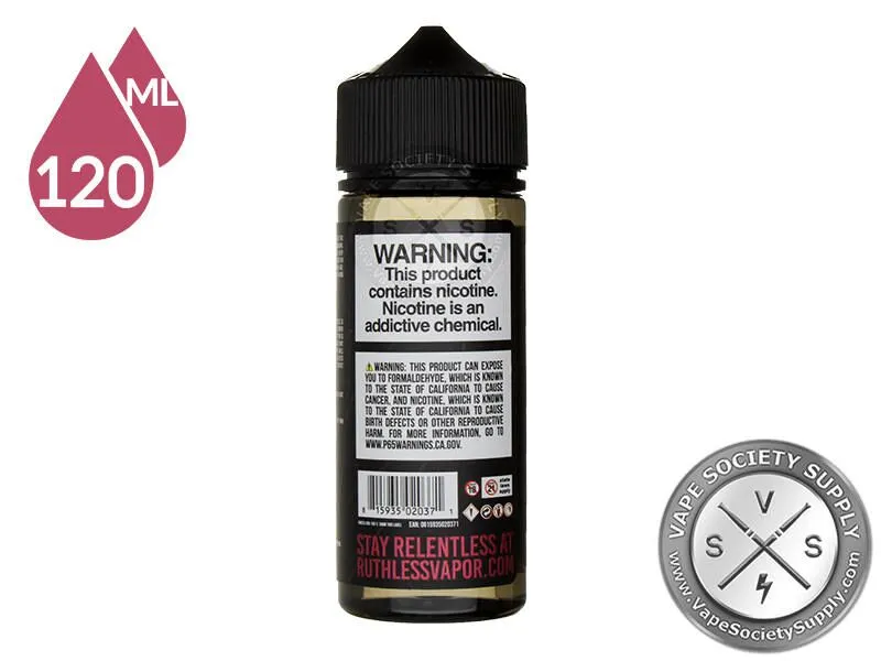 EZ Duz It Ruthless Vapor 120ml bottle back label