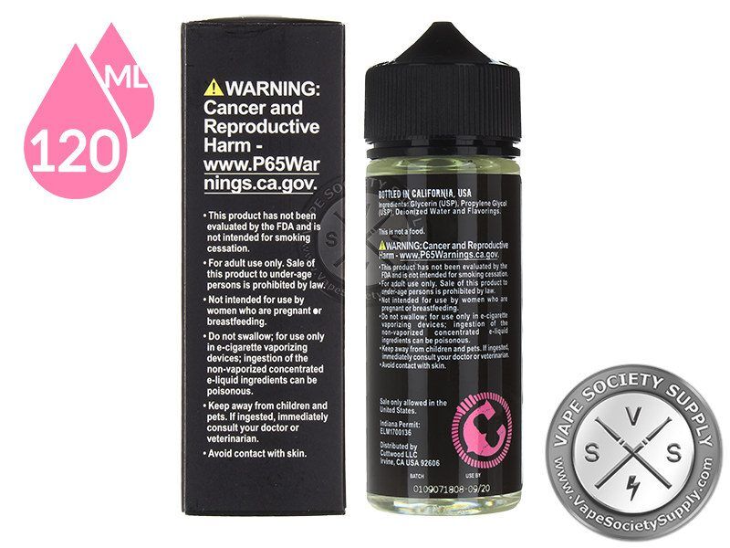 Unicorn Milk by Cuttwood 120ml box and bottle, back labels