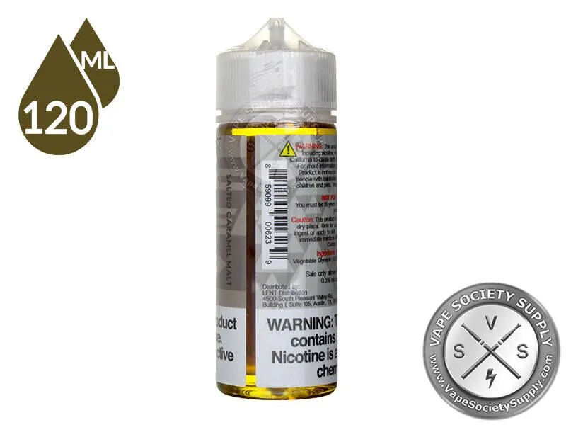No. 24 Beard Vape Co 120ml bottle, back label with barcode and warnings