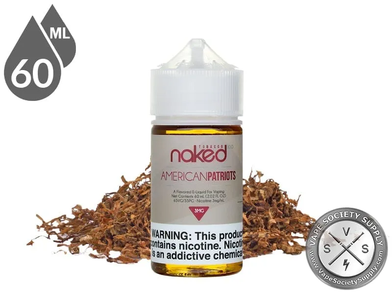 American Patriots Naked 100 Tobacco 60ml bottle with loose tobacco