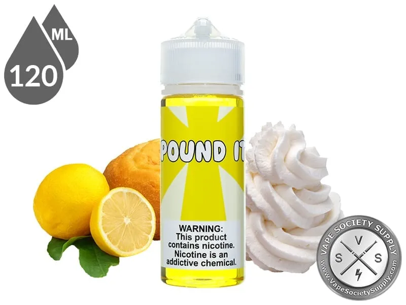 Pound It by Food Fighter Juice 120ml bottle with lemons, pound cake and whipped cream