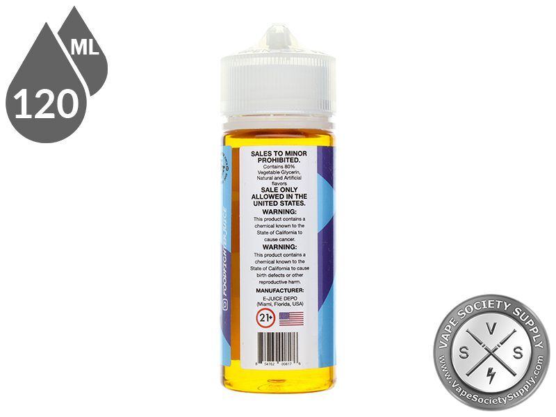 The Raging Donut by Food Fighter Juice 120ml bottle, back label with warnings