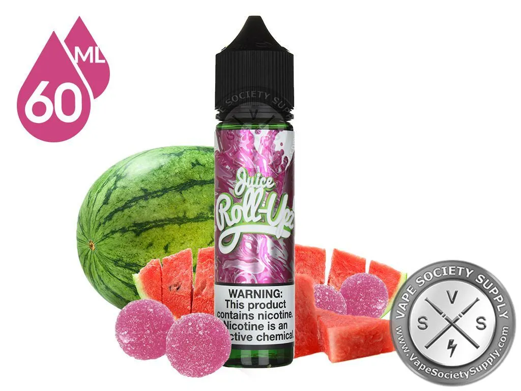 Watermelon Punch by Juice Roll Upz 60ml bottle with a watermelon, watermelon slices and pink gummy candies