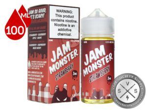 Strawberry Jam Monster 100ml bottle in front of its box
