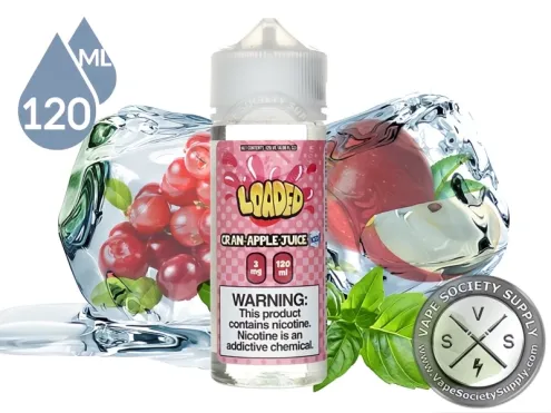 Cran Apple Iced Loaded 120ml bottle with cranberries, apples, mint and ice
