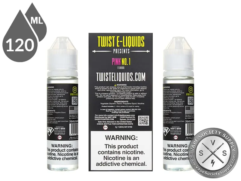 Pink No. 1 by Twist 120ml box back and bottle warning labels